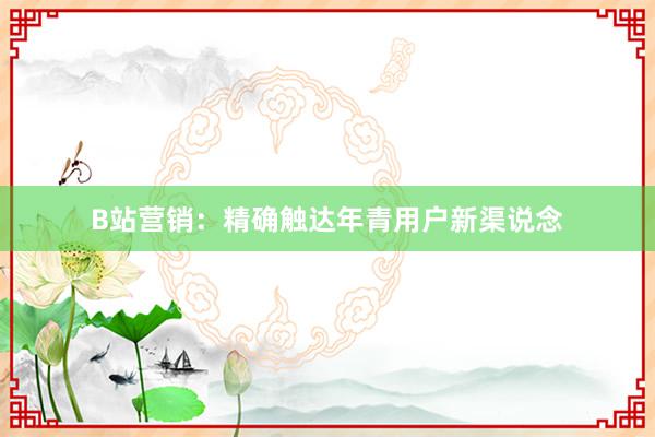 B站营销：精确触达年青用户新渠说念